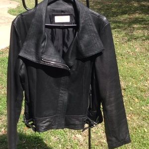 Michael Kors black leather Moto jacket